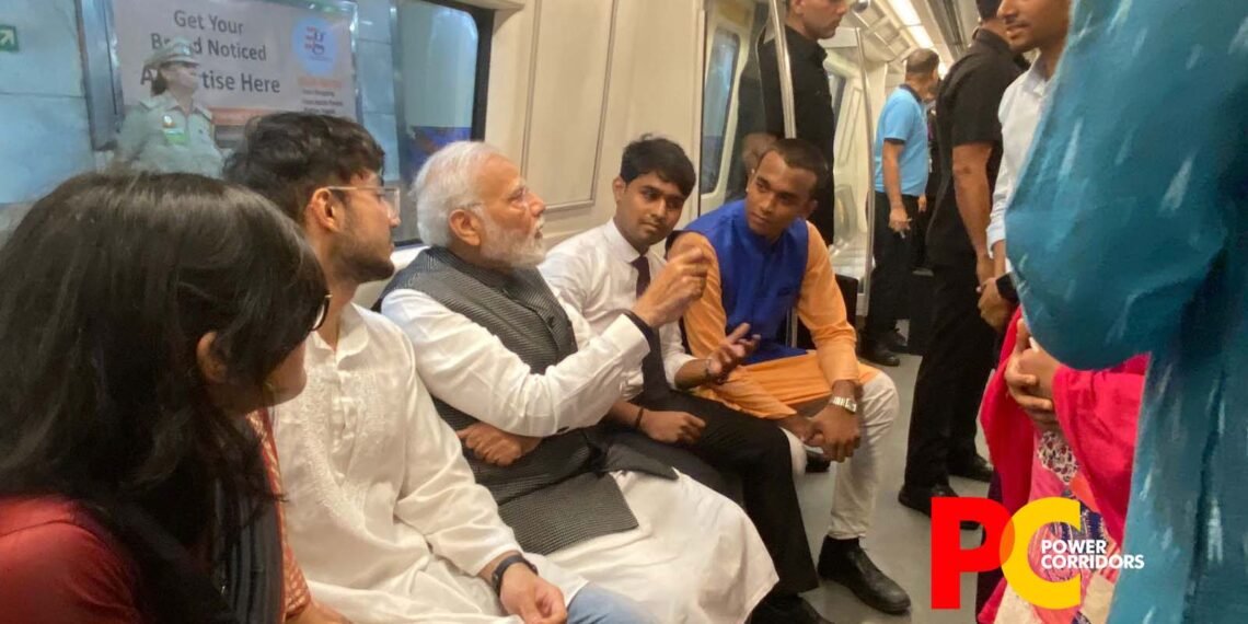 PM Modi takes metro ride to attend DU event, chats with co-passengers
