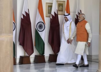 Prime Minister Narendra Modi with Qatar's Emir