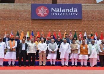PM Modi and other dignitaries at Nalanda University