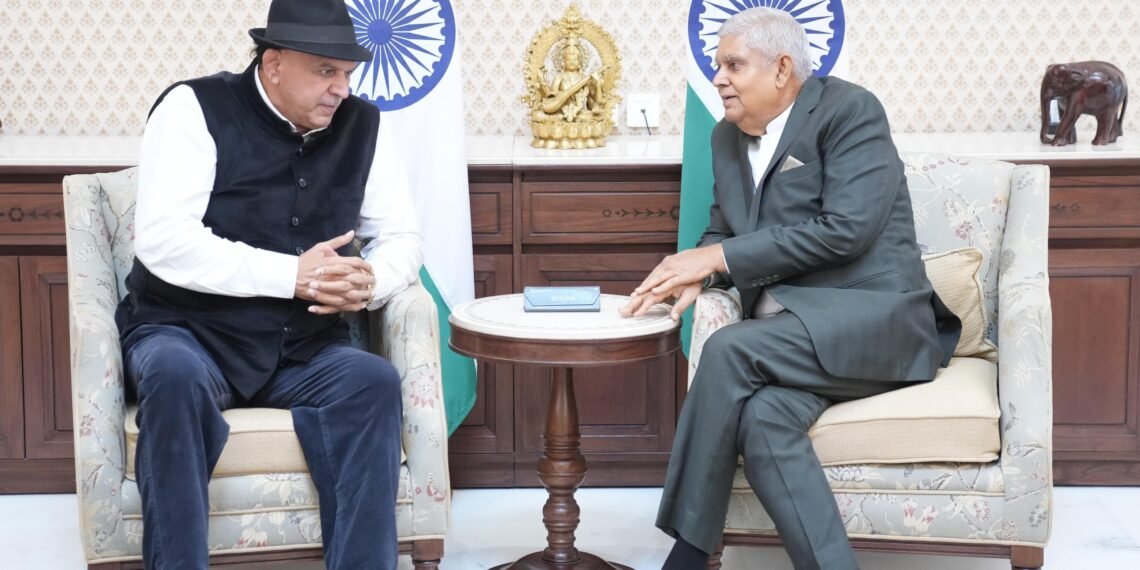 SOG Federation's Vice President Satpal Singh with Vice President of India, Jagdeep Dhankar at his Delhi residence