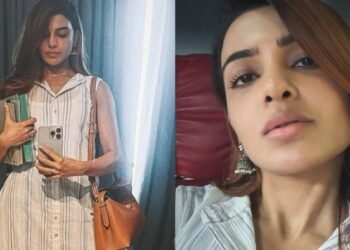 Samantha exudes elegance in striped kurta and wide-leg denim jeans