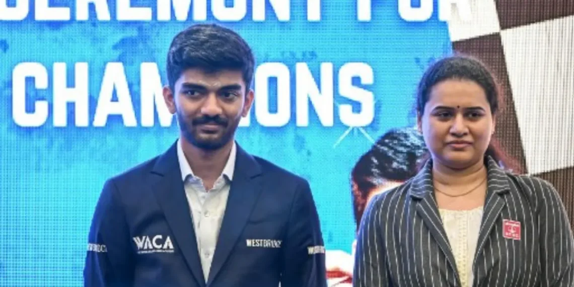 D Gukesh and Koneru Humpy