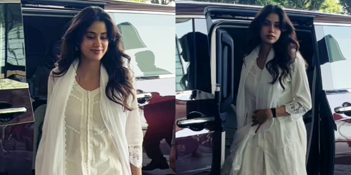 Janhvi Kapoor looks gracious as ever in a white ethnic suit