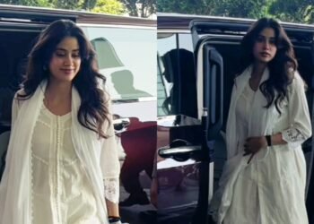 Janhvi Kapoor looks gracious as ever in a white ethnic suit