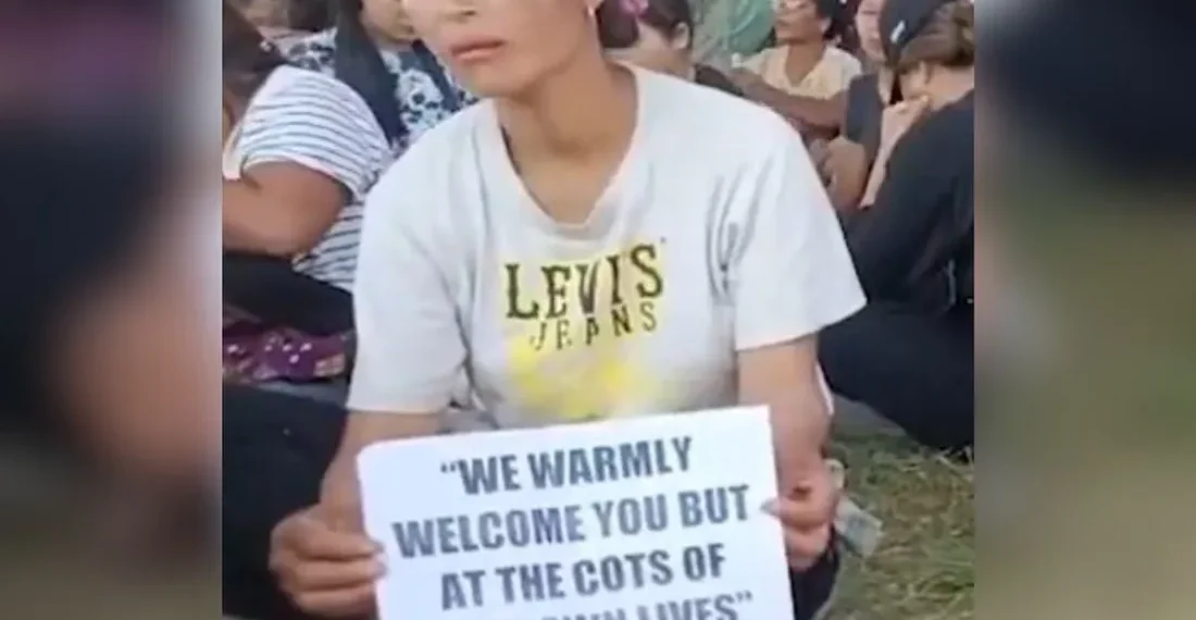 Kuki women protest at Thangjing hills