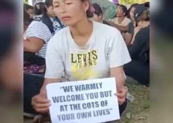 Kuki women protest at Thangjing hills