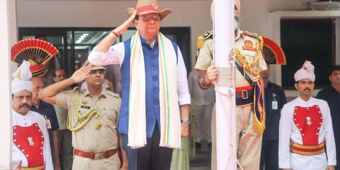 LG Hoists Tricolour at Raj Niwas on 79th Independence Day