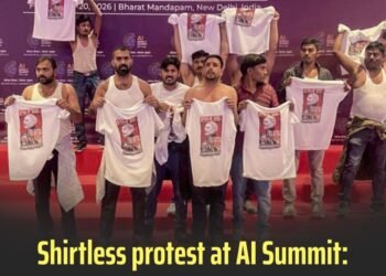 shirtless protest